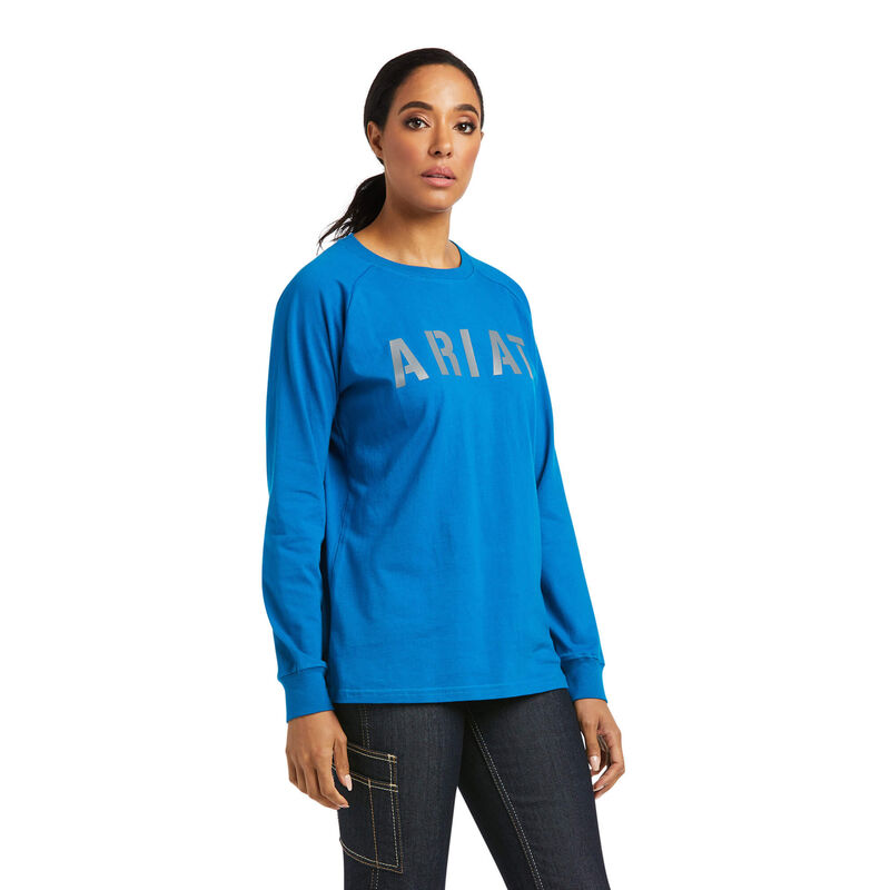 Ariat T-Shirts Damen - Rebar Cottonstrong Block Blau ( GWKAU-7093 )